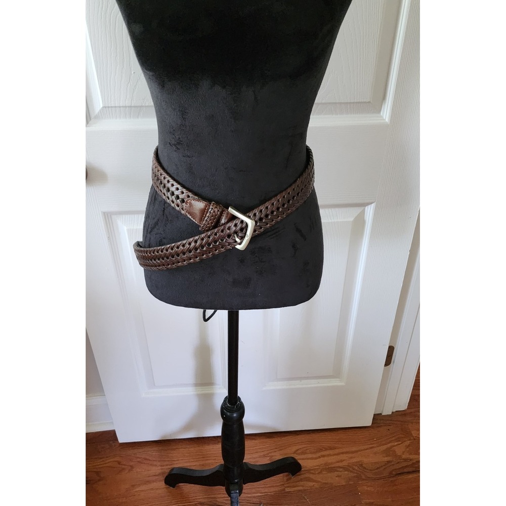 Women's Brown Braided Belt Size 36 With Silver Buckle